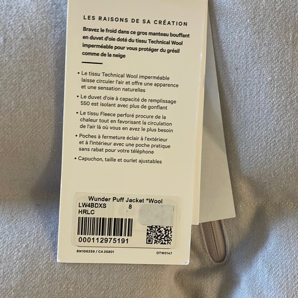 NWT Lululemon Wunder Puff Jacket 8, sadly did not fit me, - Picture 12 of 16
